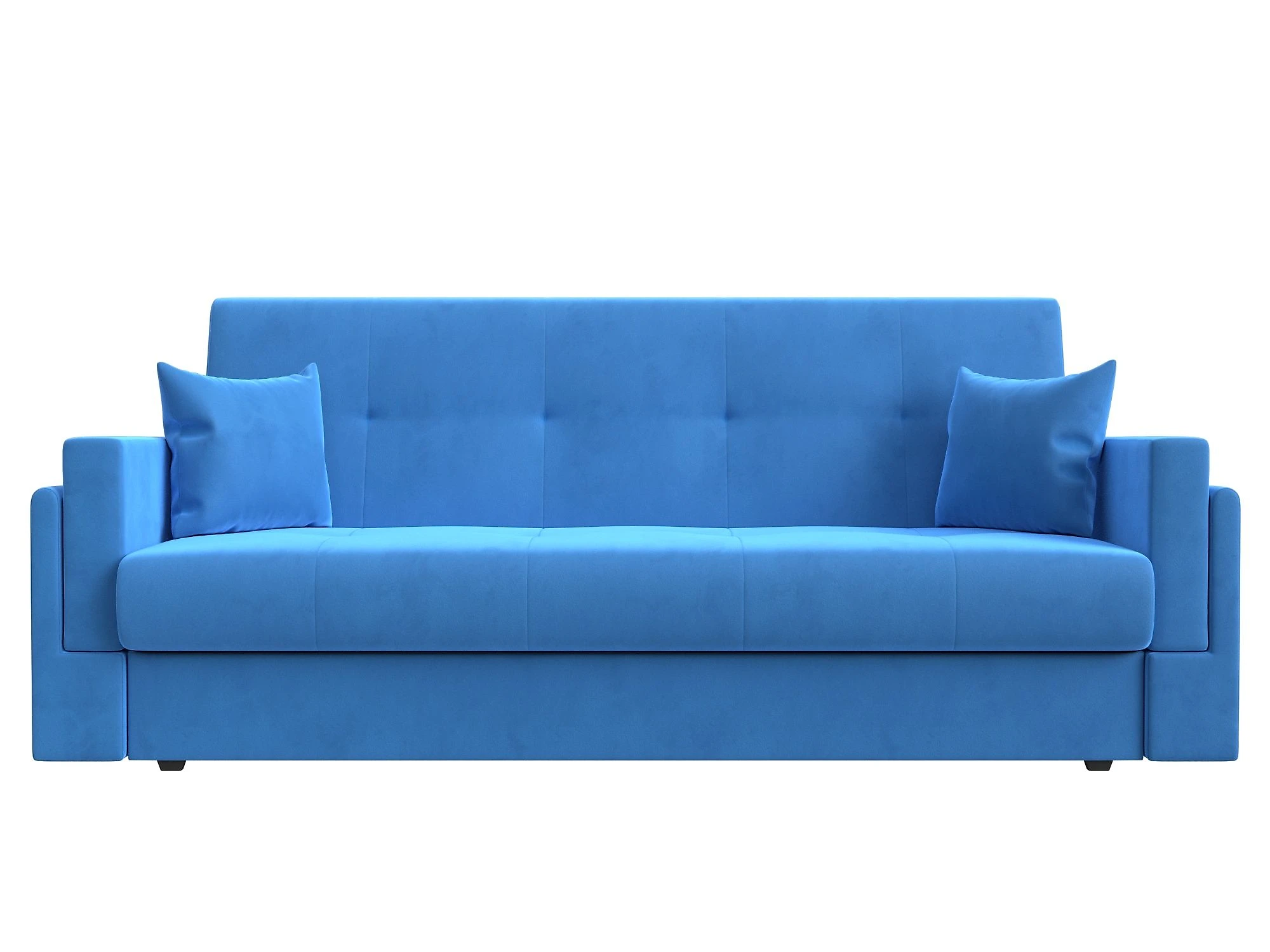 Синий прямой диван Лига-015 Плюш Дизайн 5 книжка