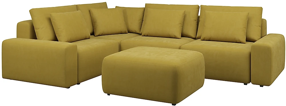 Угловой диван с большим спальным местом Гунер-1 Плюш Мастард