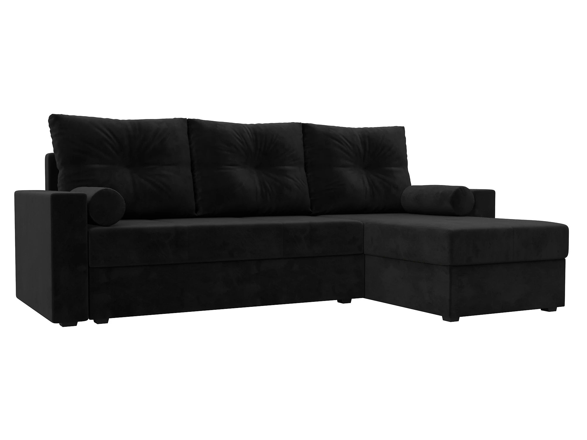 Чёрный угловой диван Верона Лайт Плюш Дизайн 8