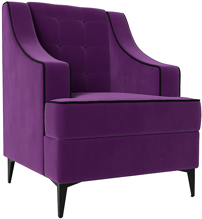 небольшое кресло Марк Вельвет Фиолетовый-Черный