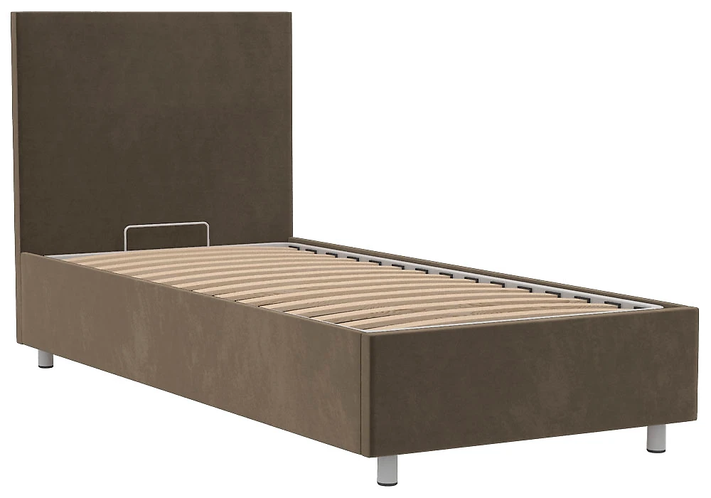 Односпальная кровать Белла 90х200 с бельевым ящиком Плюш Шоколад