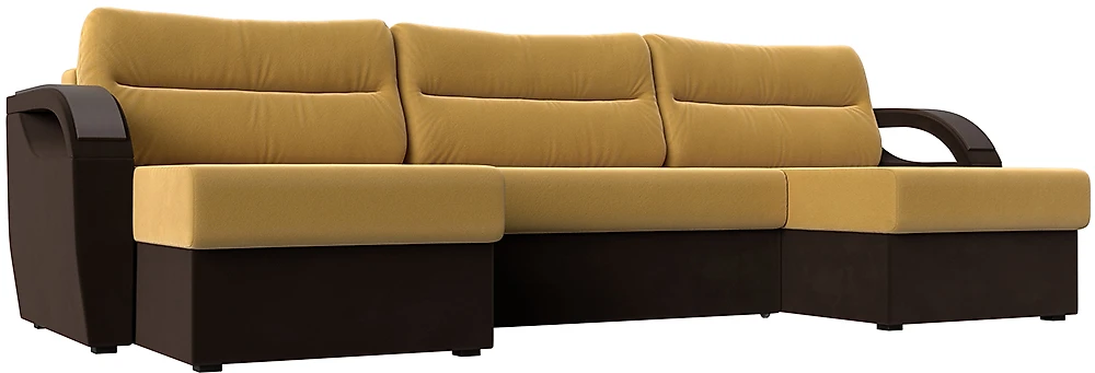Угловой диван для ежедневного сна Форсайт Вельвет Еллоу-Браун