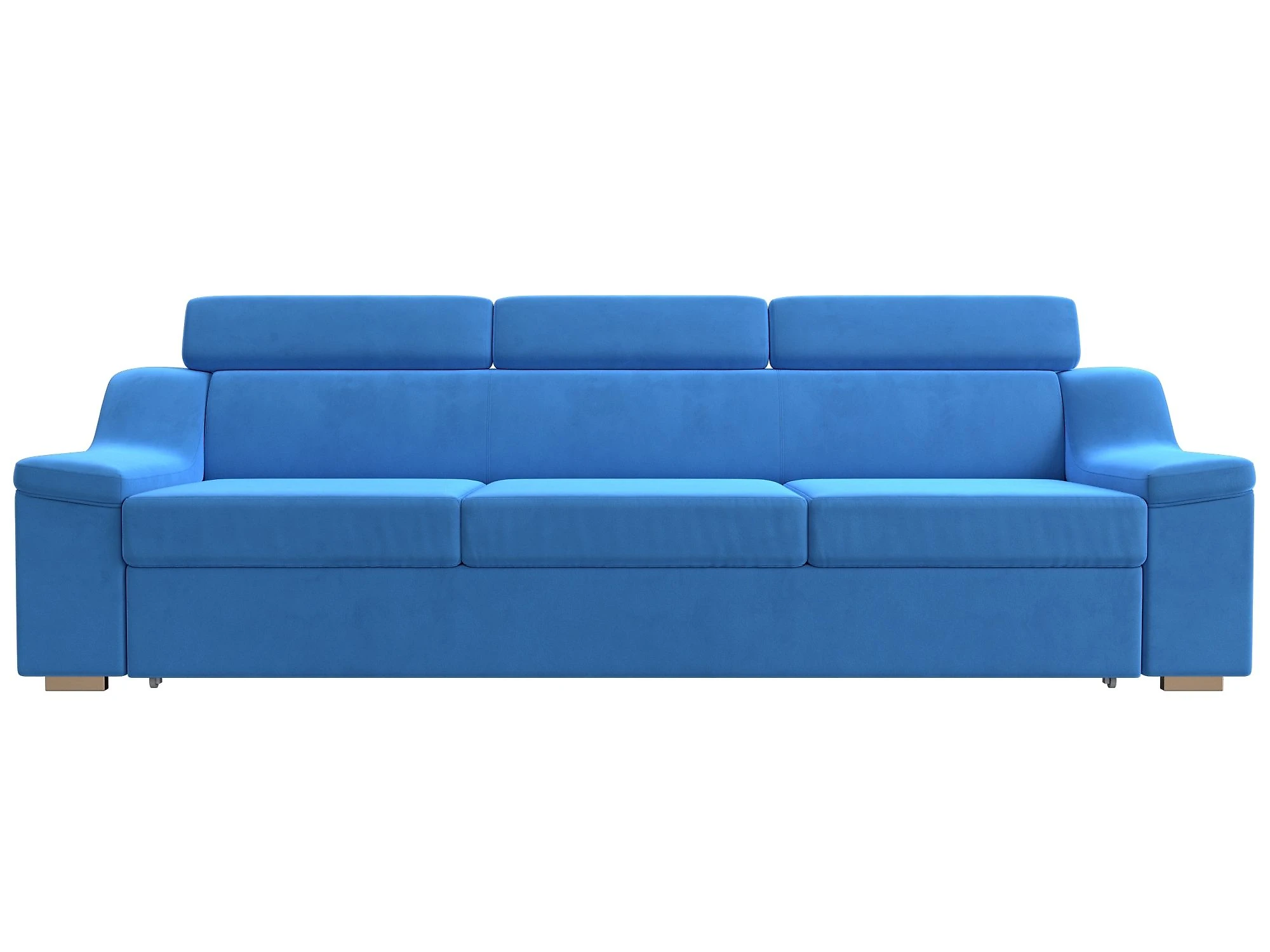 Синий прямой диван Линдос Плюш Дизайн 3