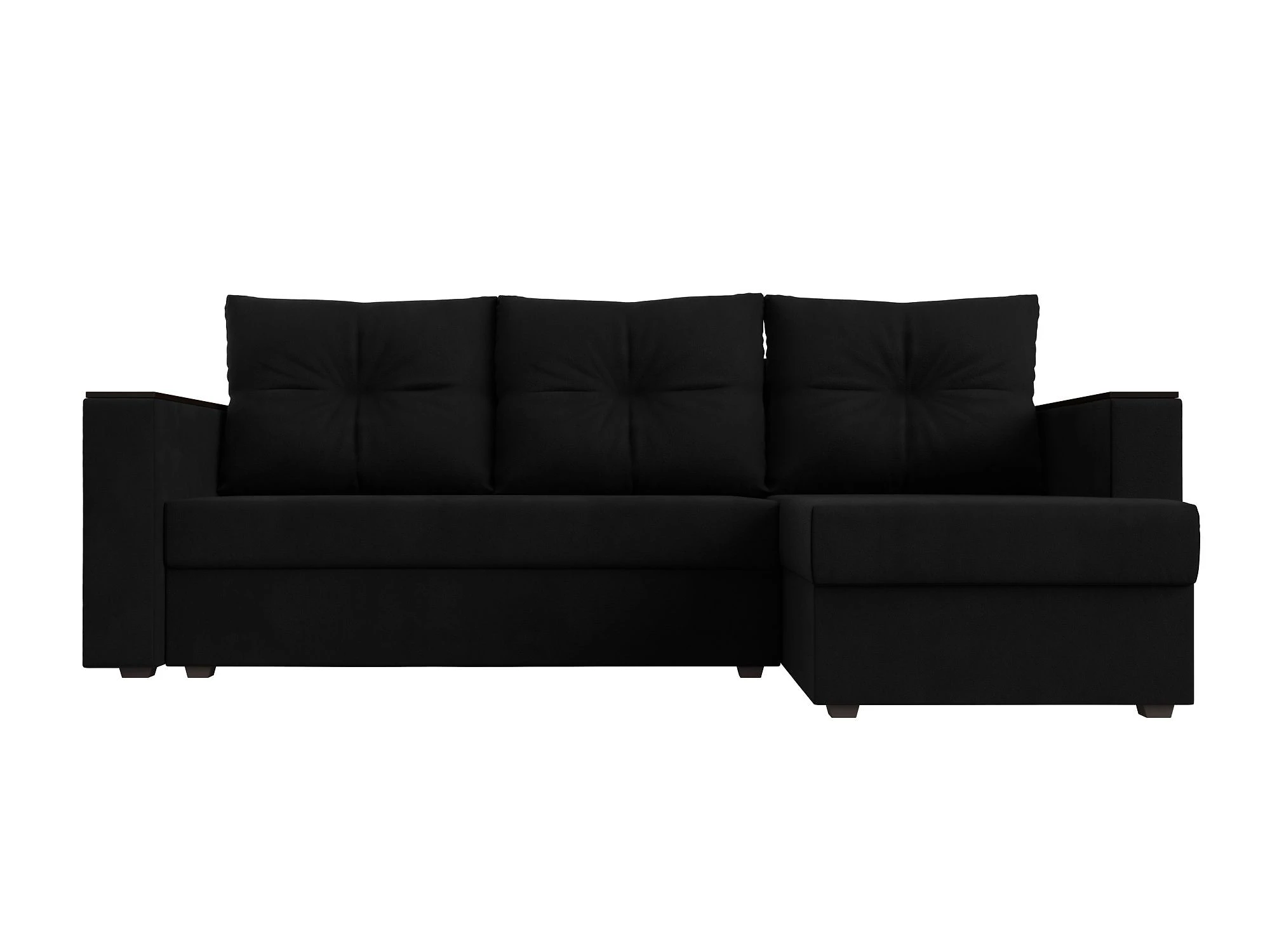 Чёрный угловой диван Атланта Лайт без стола Дизайн 9