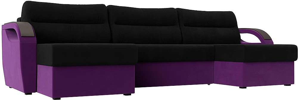 Угловой диван для спальни Форсайт Вельвет Блэк-Фиолет