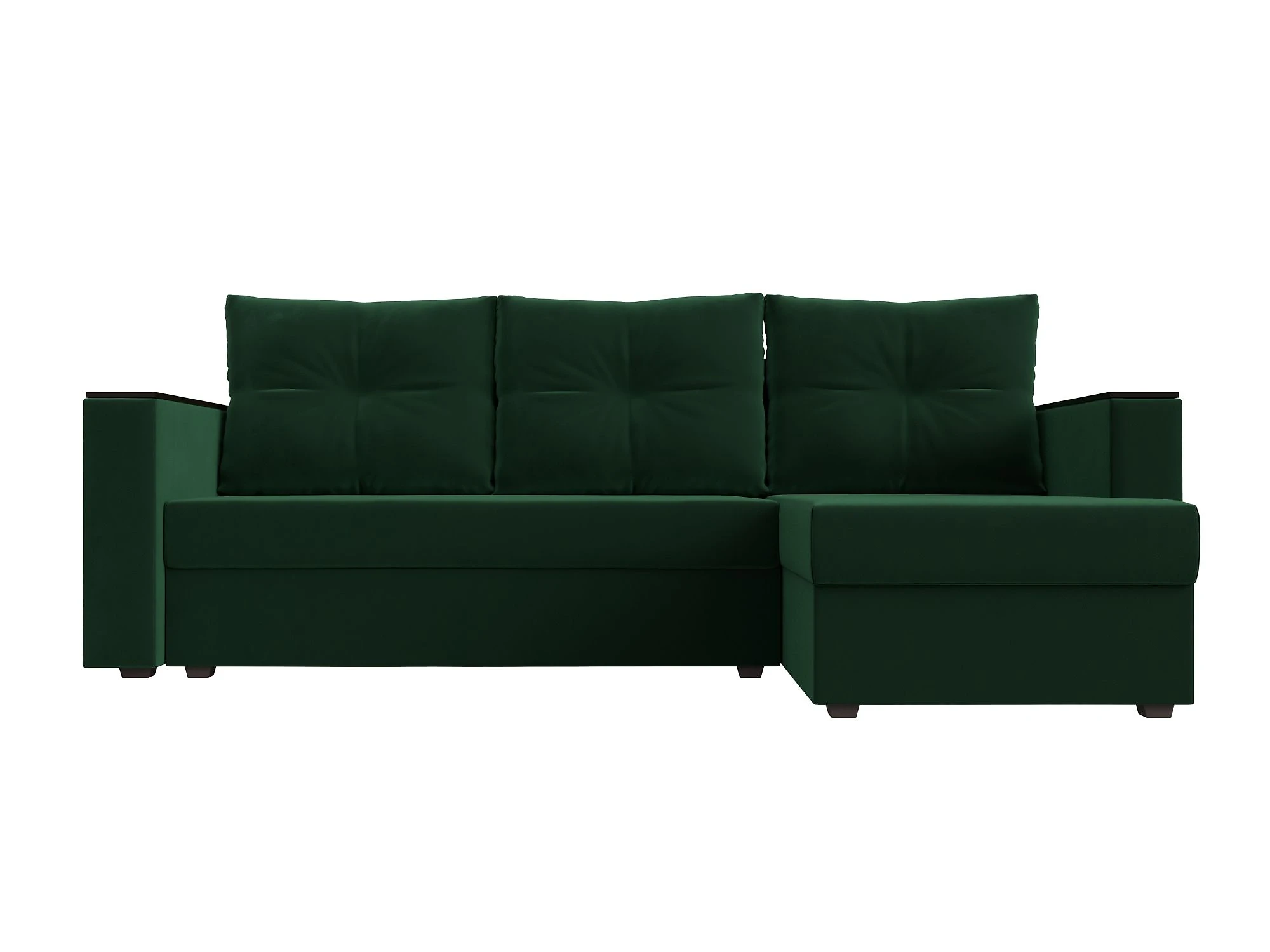 Угловой диван с правым углом Атланта Лайт Плюш без стола Дизайн 4