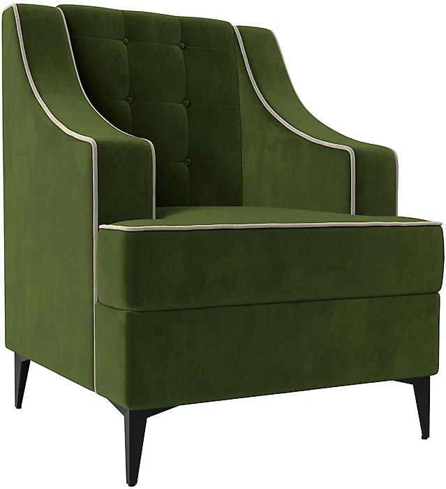 Кресло в классическом стиле Марк Вельвет Зеленый-Бежевый