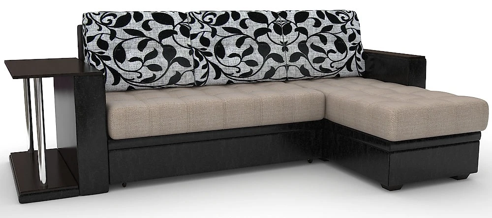 Угловой диван с независимым пружинным блоком Атланта-Эконом Сан Флауэрс со столиком