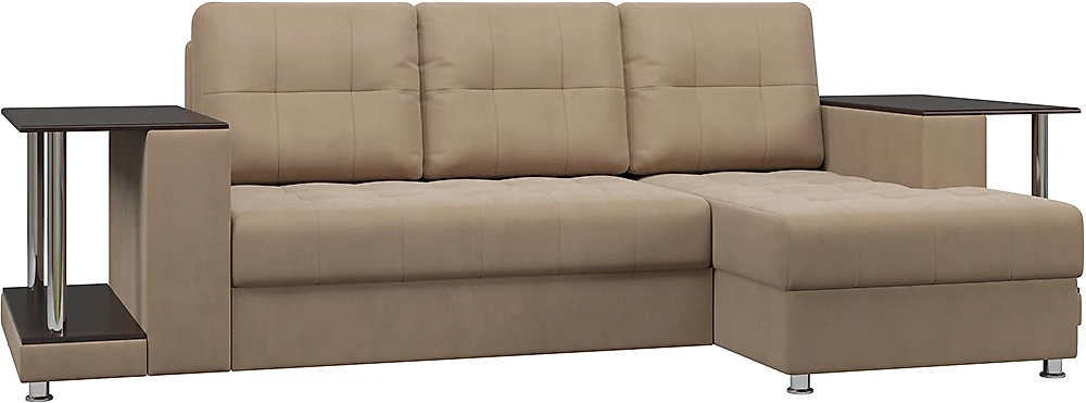 Угловой диван с ящиком для белья Атланта Дабл Плюш Сахара