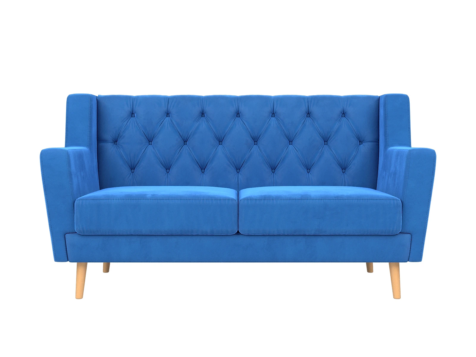 Синий прямой диван Брайтон Плюш Дизайн 3