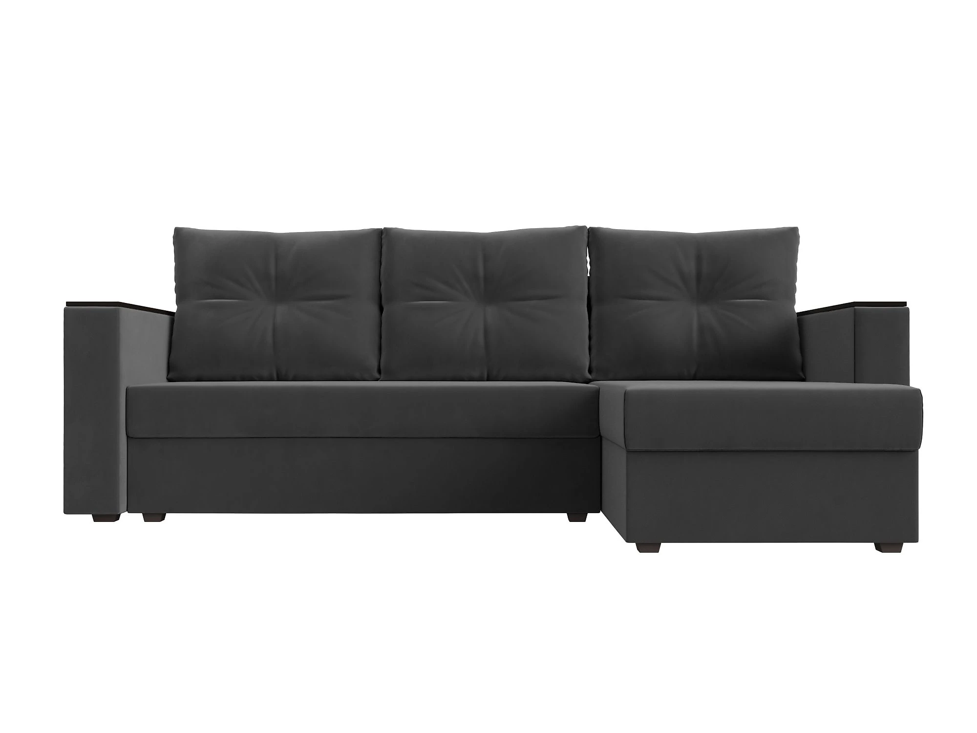 Угловой диван с правым углом Атланта Лайт Плюш без стола Дизайн 6