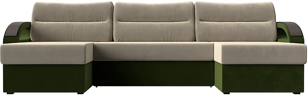Угловой диван для ежедневного сна Форсайт Вельвет Беж-Грин