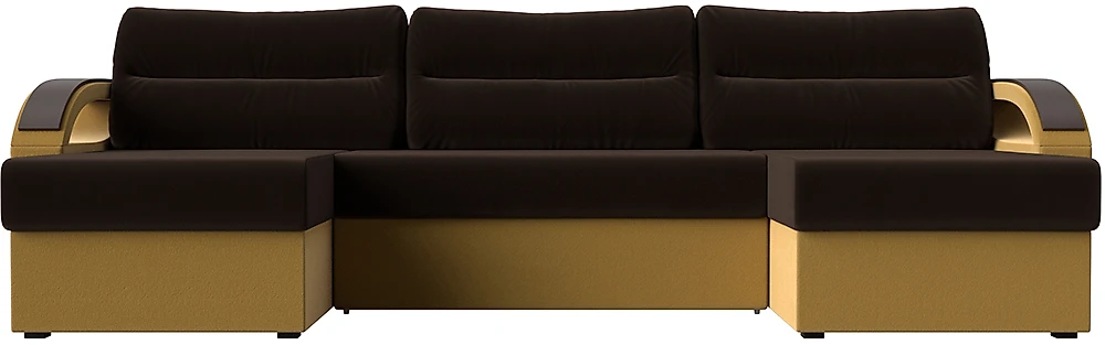 Угловой диван со спальным местом Форсайт Вельвет Браун-Еллоу