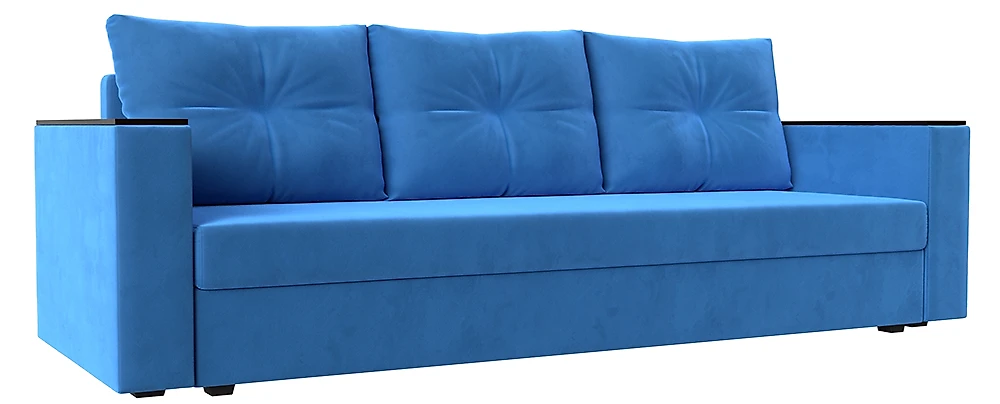Синий прямой диван Атланта Лайт без столика Плюш Блю