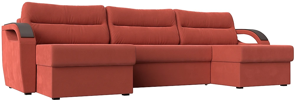 Угловой диван с подушками Форсайт Вельвет Корал