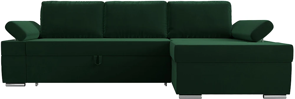 Угловой диван с независимым пружинным блоком Канкун Велюр Грин