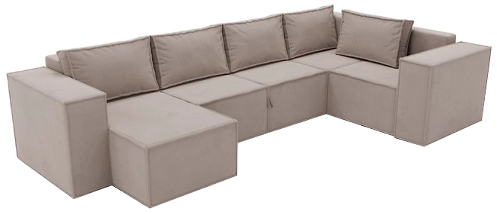 Модульный диван с оттоманкой  Лофт П-образный Беж