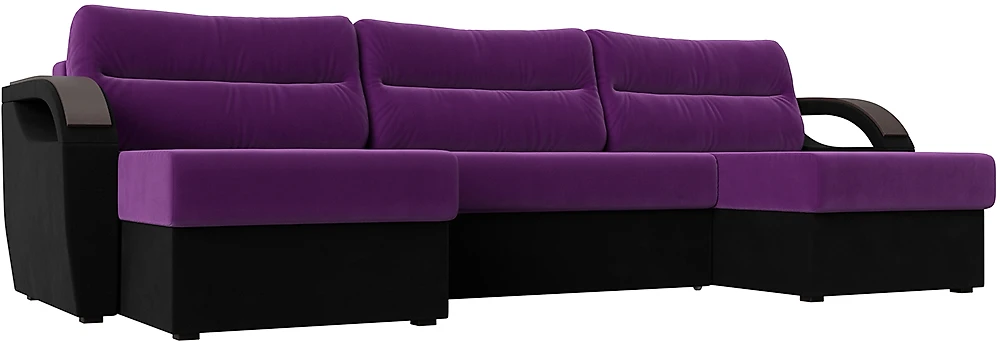 Угловой диван для ежедневного сна Форсайт Вельвет Фиолет-Блэк