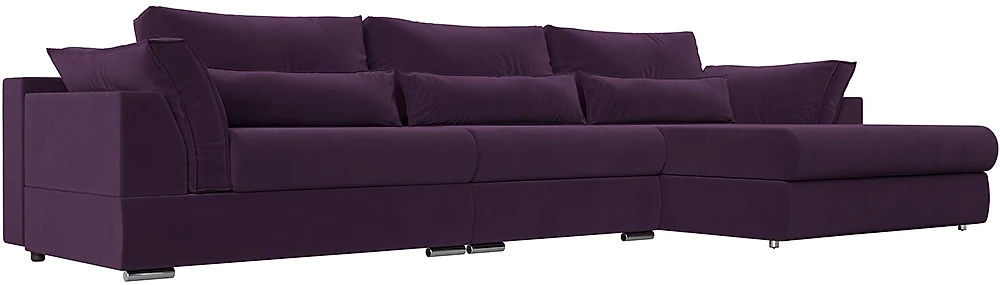 Угловой диван с ортопедическим матрасом Пекин Лонг Велюр Фиолет