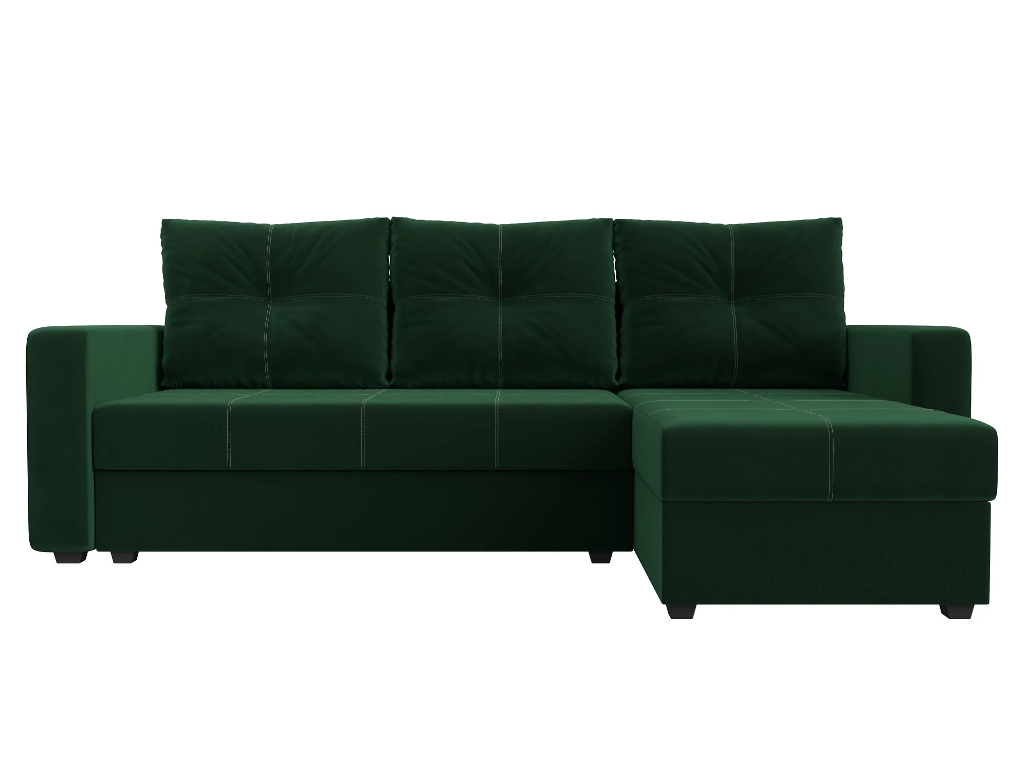 Зелёный угловой диван Ливерпуль Лайт Плюш Дизайн 4