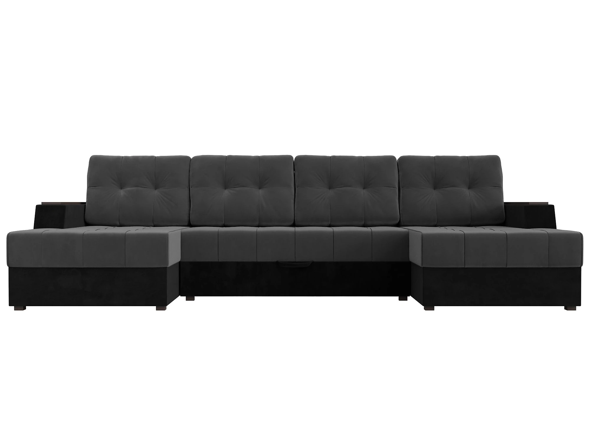 Чёрный модульный диван Эмир-П Плюш Дизайн 21