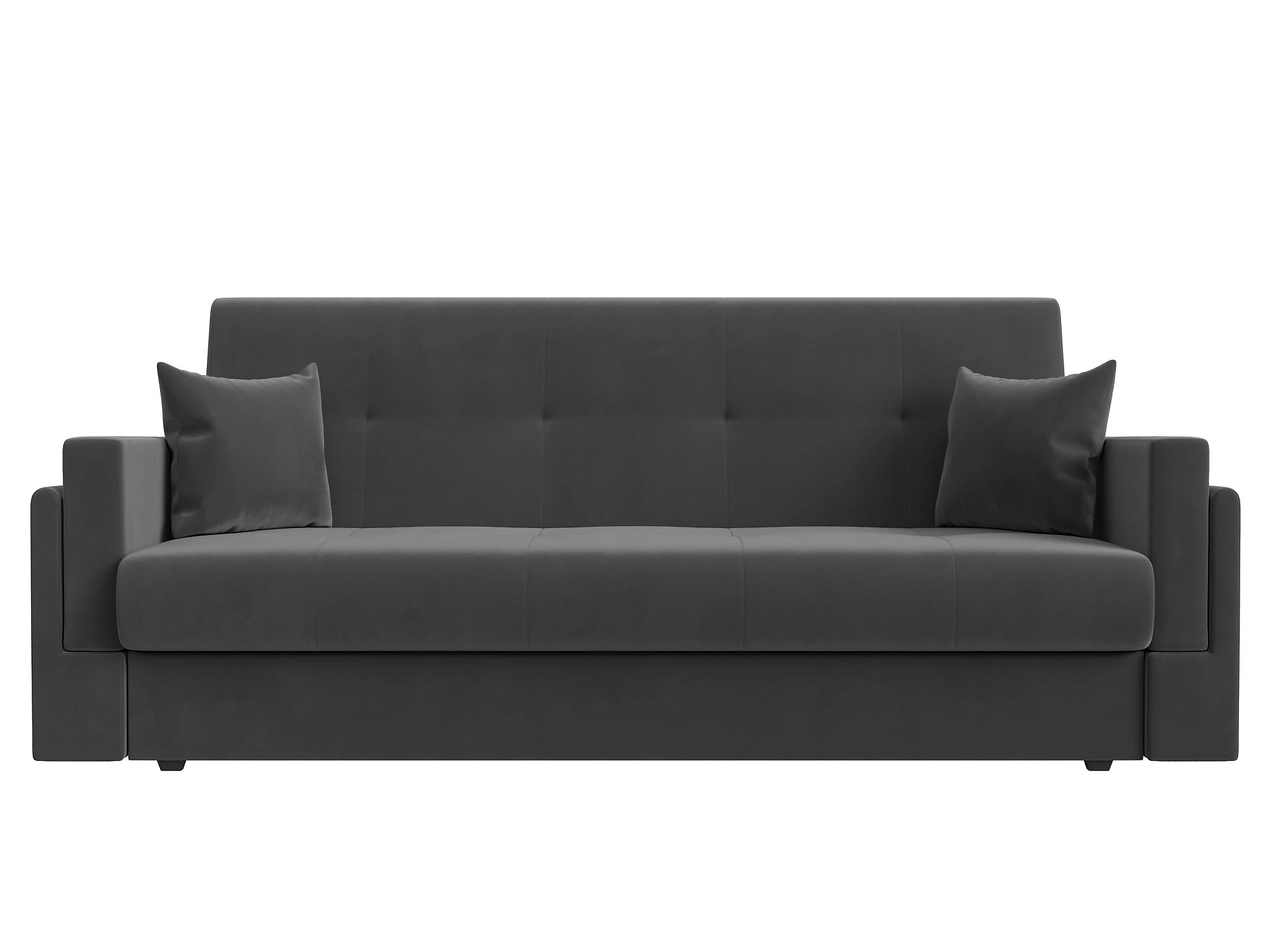 Прямой диван серого цвета Лига-015 Плюш Дизайн 11 книжка