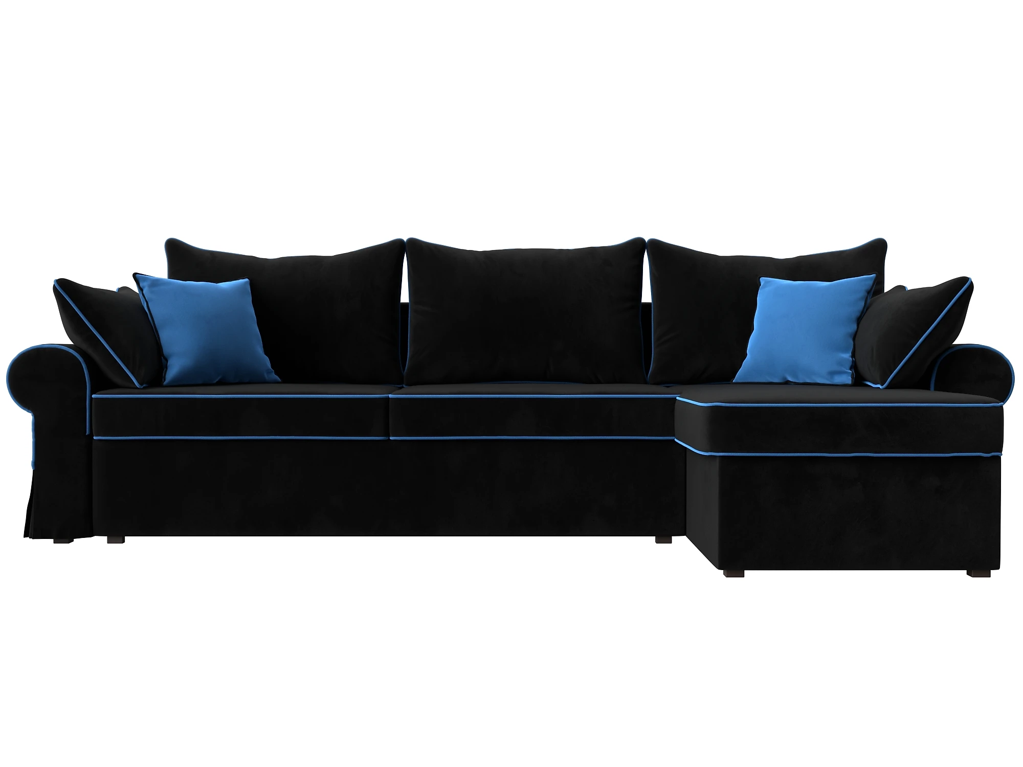 Угловой диван черно-белый Элис Плюш Дизайн 5