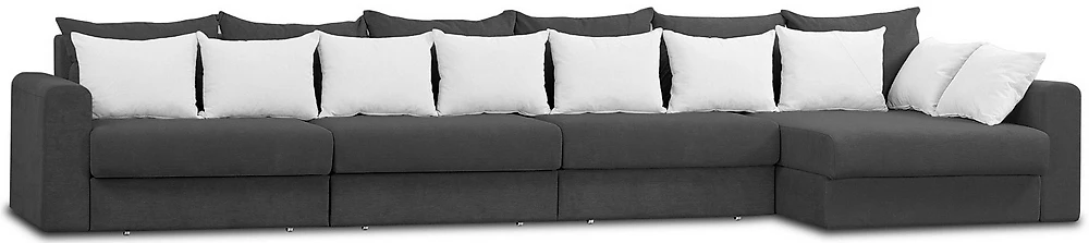 Угловой диван с независимым пружинным блоком Модена-6 Плюш Графит