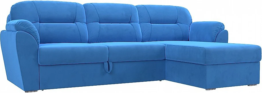Угловой диван с ящиком для белья Бостон Плюш Блю