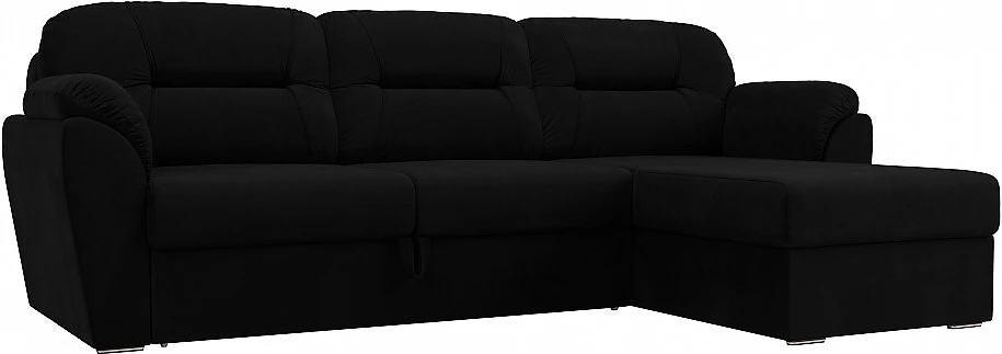 Угловой диван с подлокотниками Бостон Вельвет Блэк