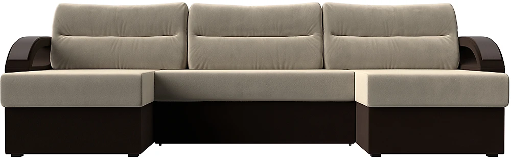 Угловой диван для ежедневного сна Форсайт Вельвет Беж-Браун