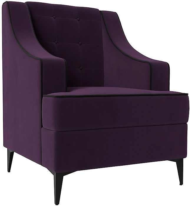 маленькое кресло Марк Велюр Фиолетовый-Черный