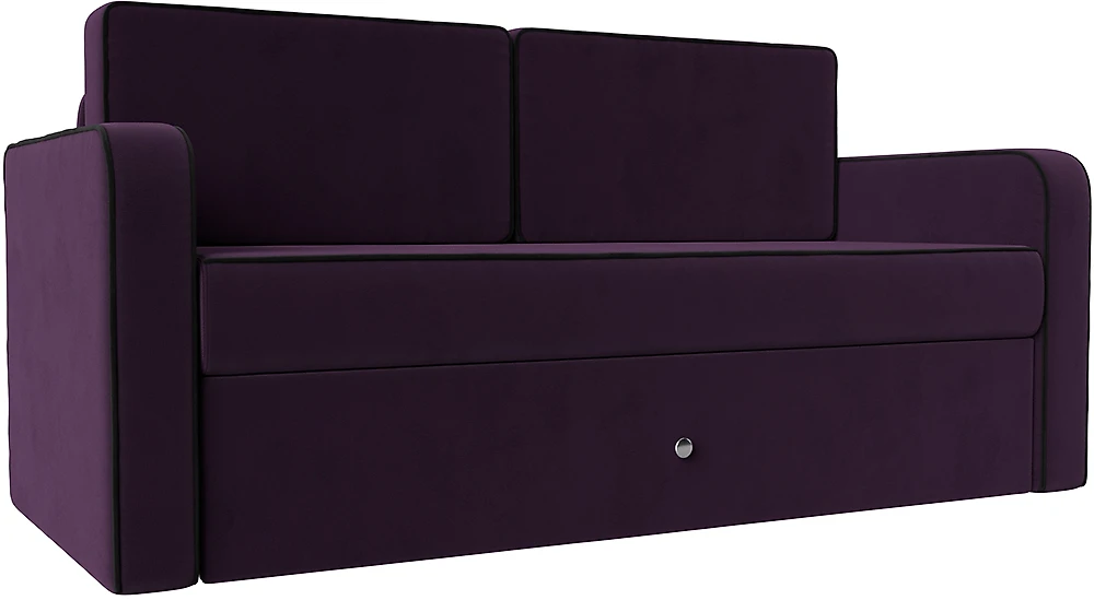Выкатной диван с ящиком для белья Смарт Велюр Фиолетовый-Черный