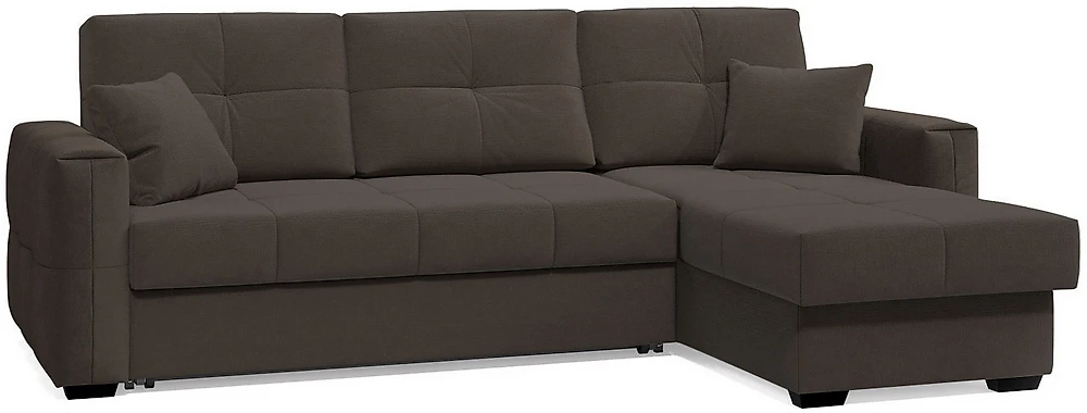 Угловой диван с независимым пружинным блоком Клэр Плюш Шоколад-2