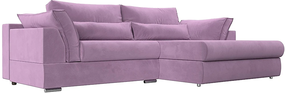 Угловой диван с независимым пружинным блоком Пекин Вельвет Лилак