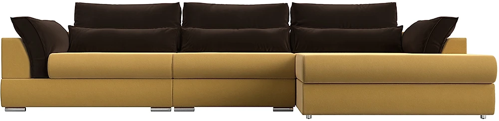 Угловой диван с независимым пружинным блоком Пекин Лонг Вельвет Еллоу