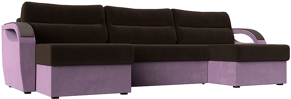 Угловой диван для ежедневного сна Форсайт Вельвет Браун-Лилак