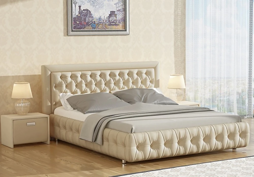 Светлая двуспальная кровать Веда-6 Милк