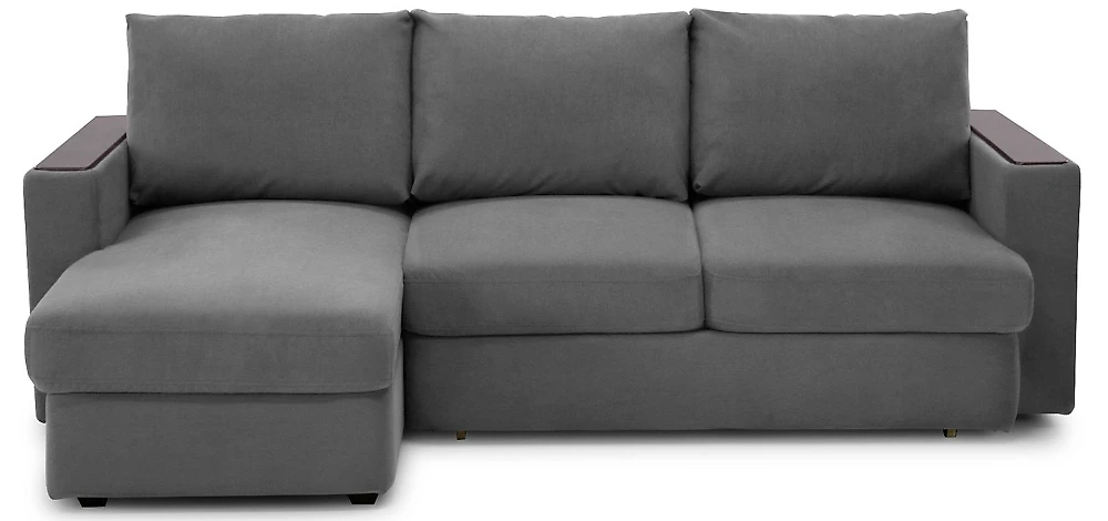 Серый угловой диван Стелф 3 ЭКО (м354)