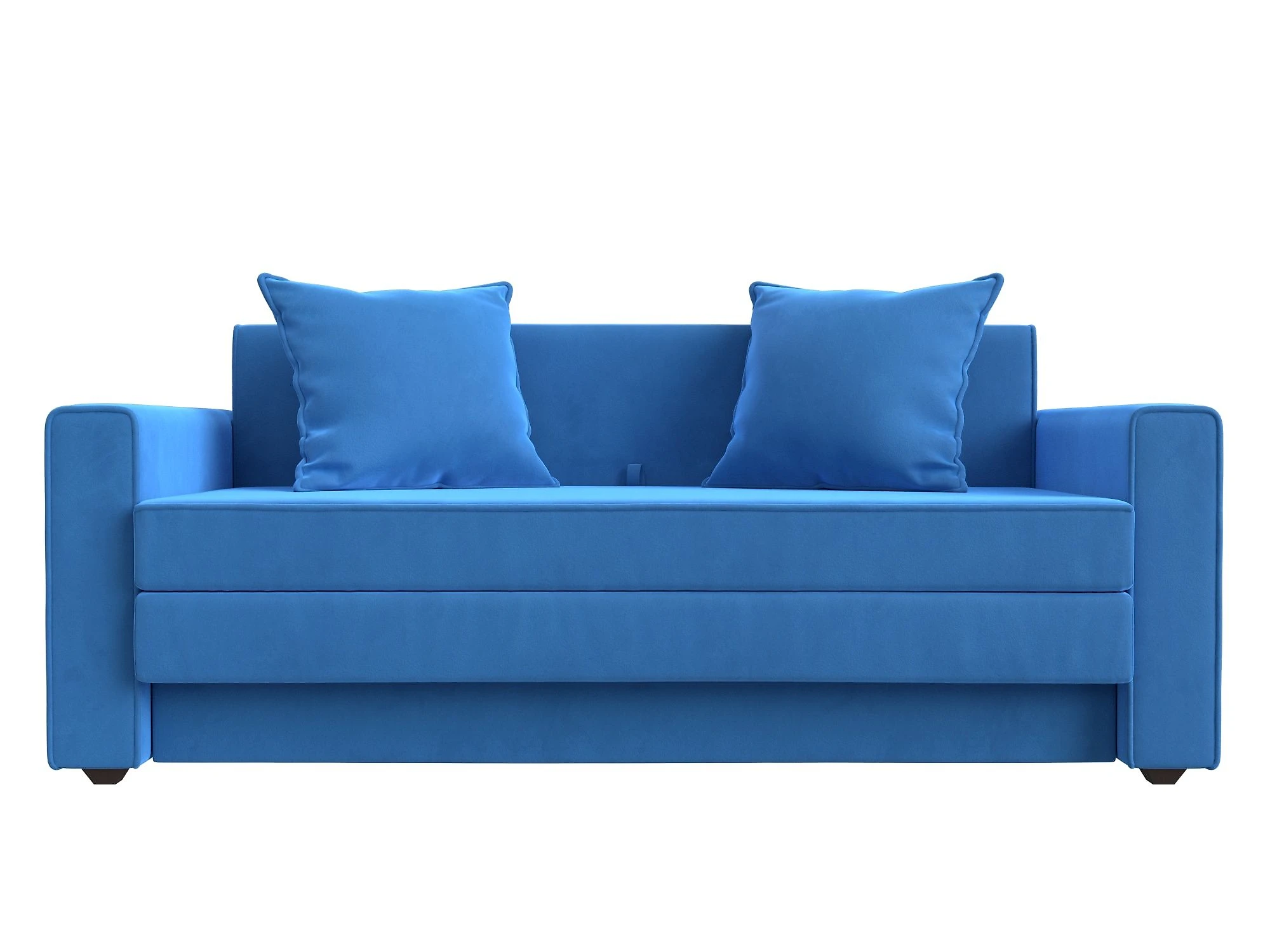Синий прямой диван Лига-012 Плюш Дизайн 3