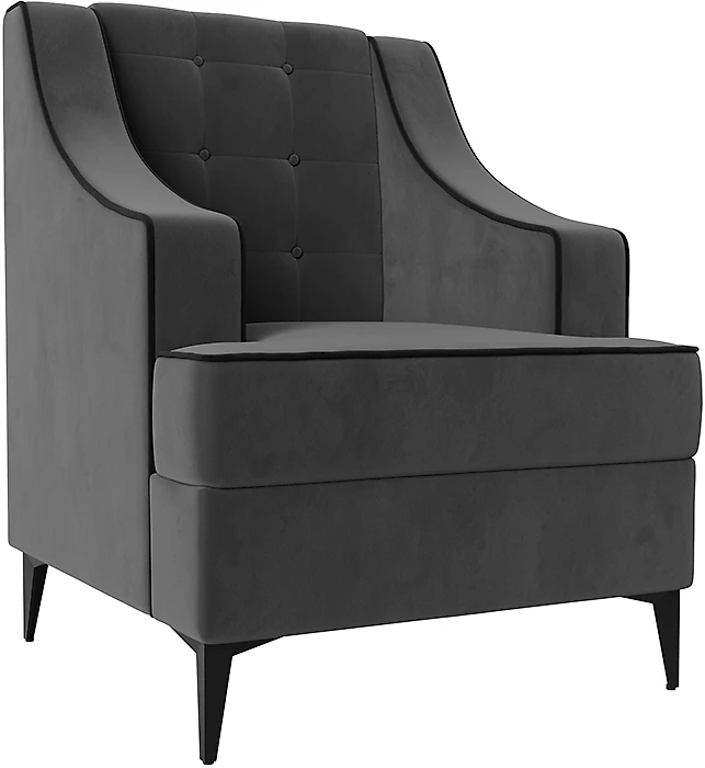 Кресло в классическом стиле Марк Велюр Серый-Черный