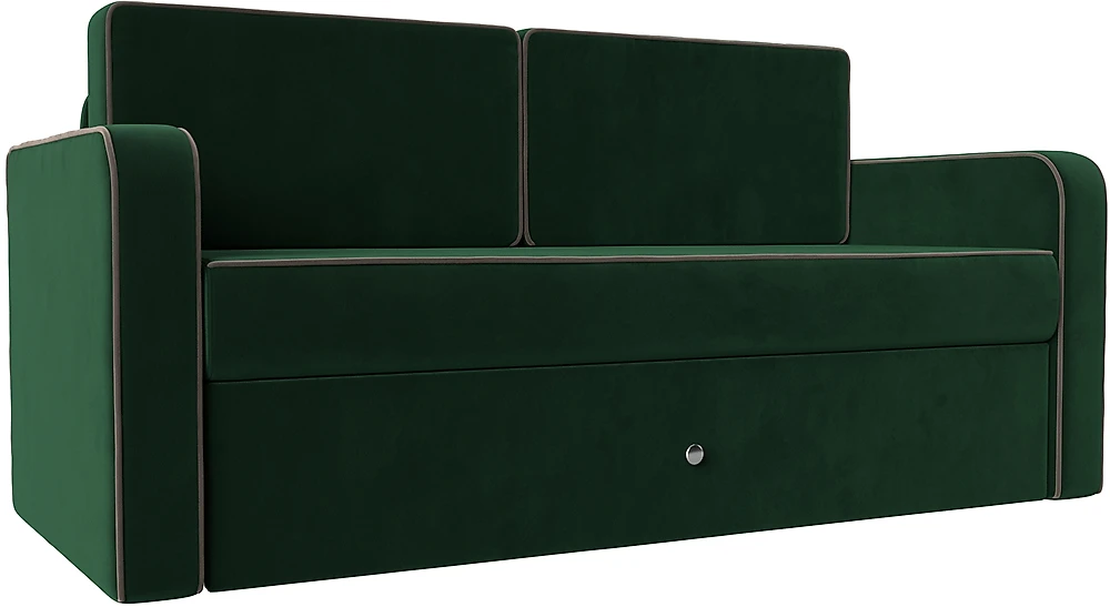 Малогабаритный прямой диван Смарт Велюр Зеленый-Коричневый