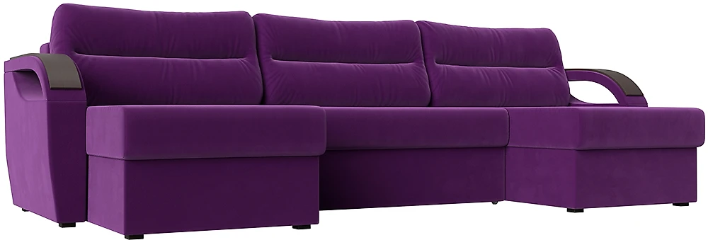 Угловой диван с подушками Форсайт Вельвет Фиолет