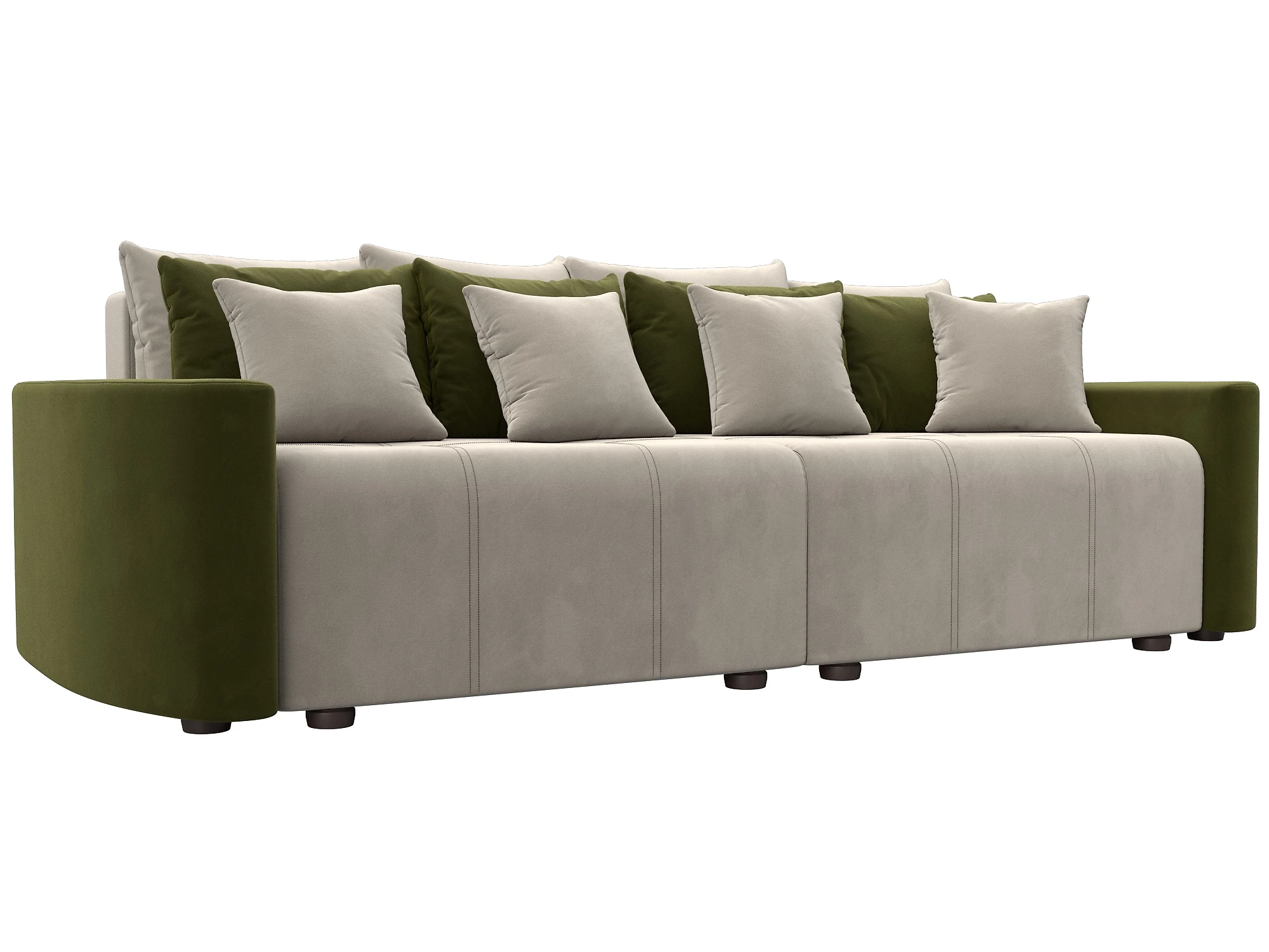 Прямой диван в гостиную Бристоль Вельвет Бежевый-Зеленый