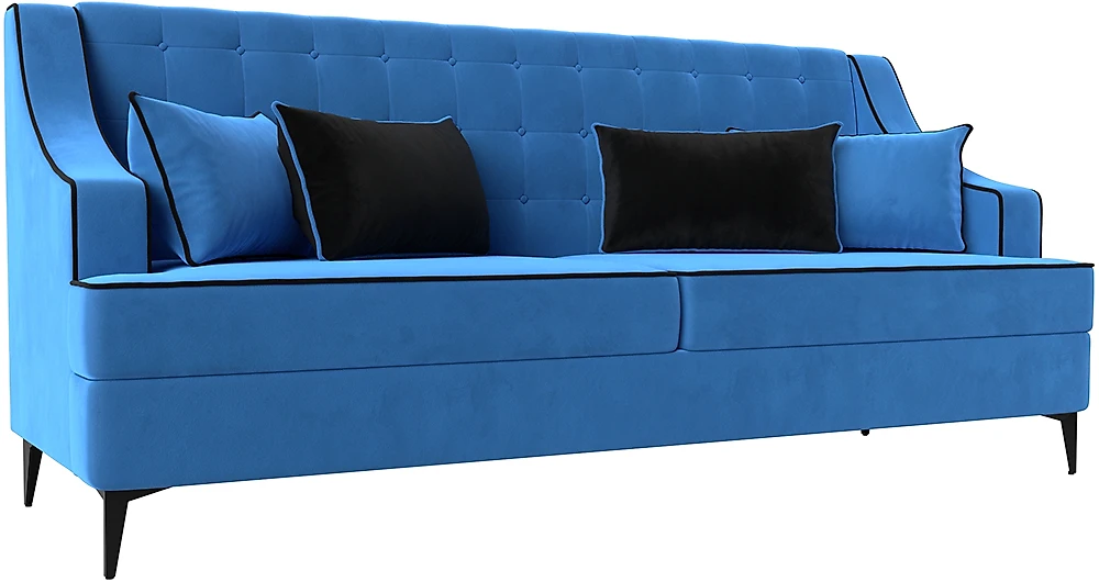 Прямой диван из велюра  Марк Велюр Голубой-Черный