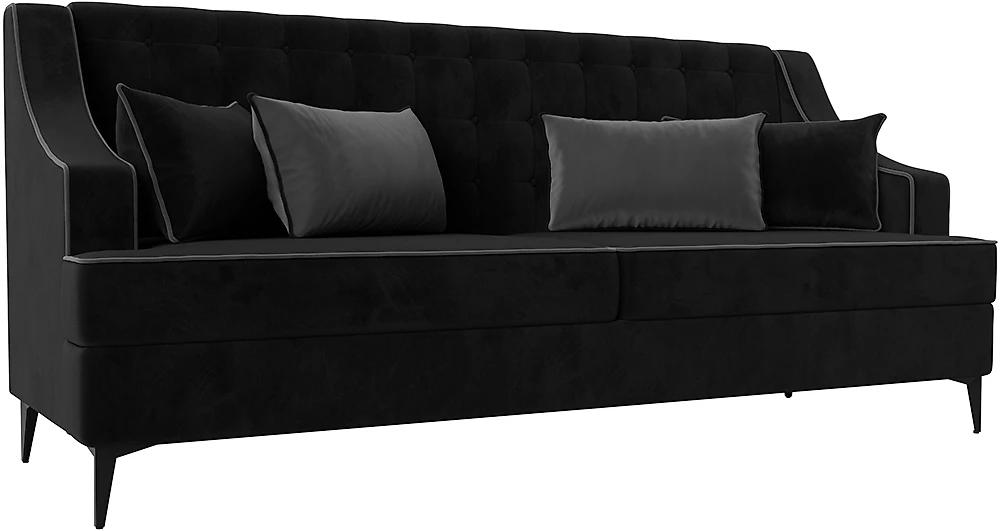 Прямой диван 230 см Марк Велюр Черный-Серый