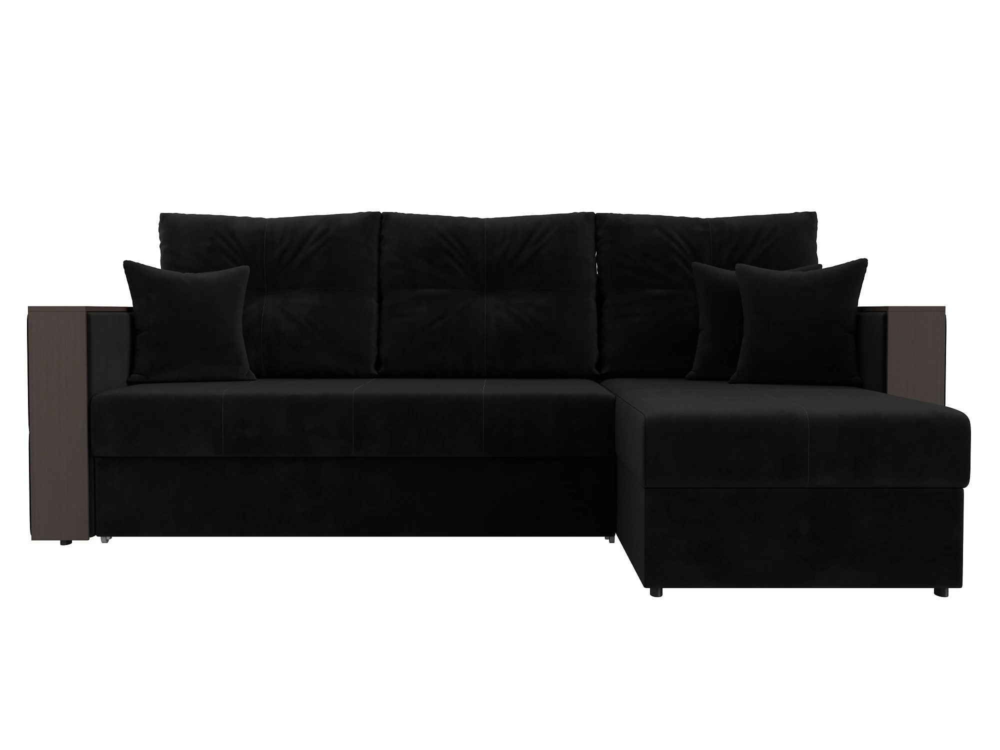 Чёрный угловой диван Валенсия Плюш Дизайн 8