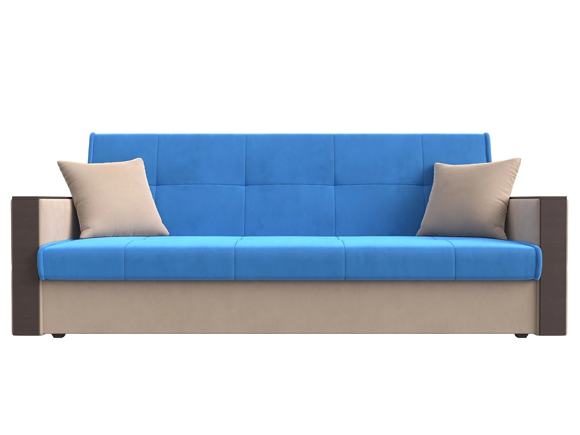 Синий прямой диван Валенсия Плюш Дизайн 15 книжка