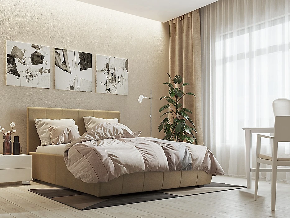 кровать в стиле минимализм Афина Люкс Кэмел