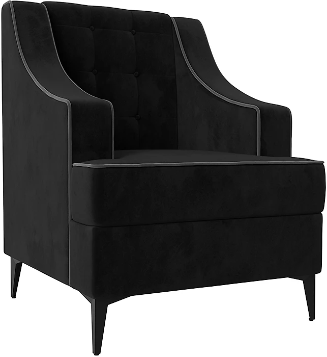 Кресло в классическом стиле Марк Велюр Черный-Серый